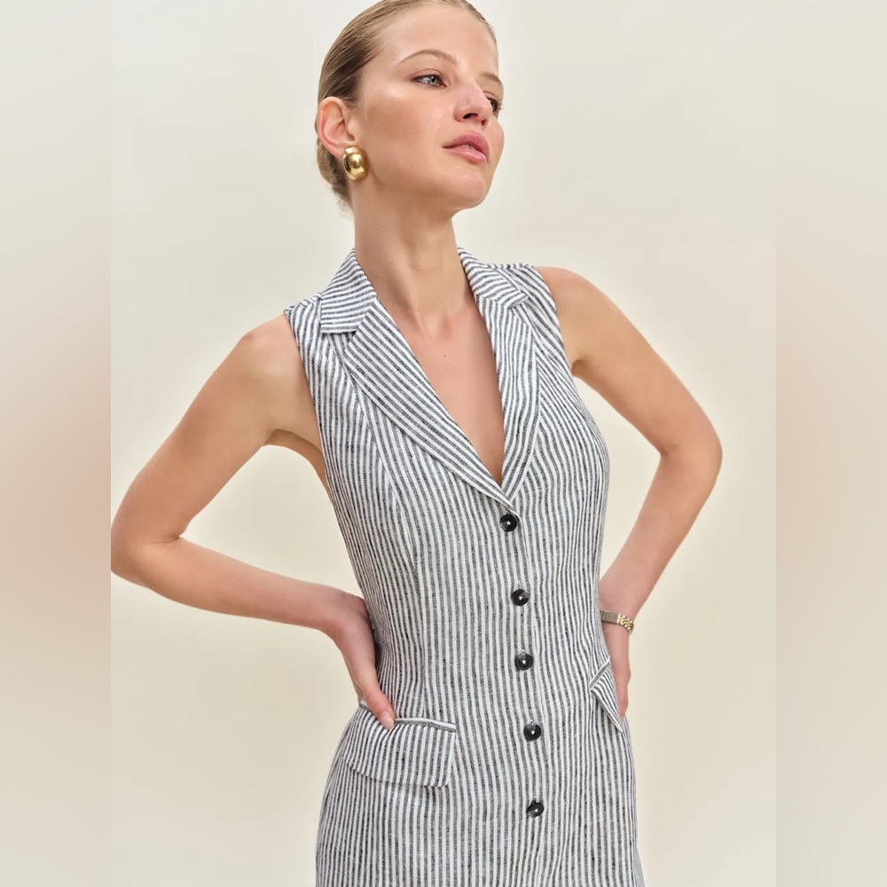 Reformation Black and White Striped Sleeveless Top - Picture 2 of 4
